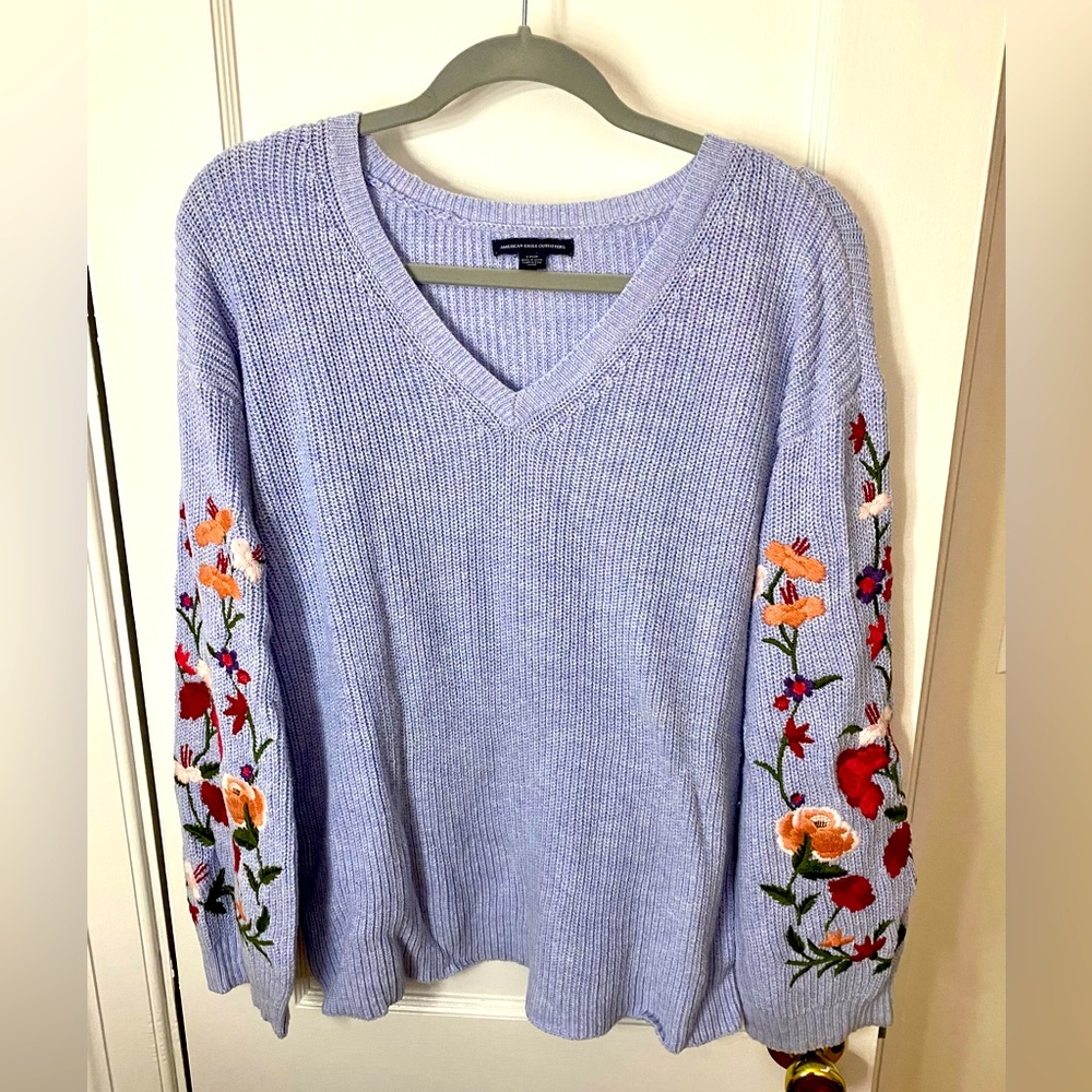 Embroidered Sleeve Sweater